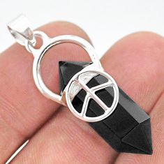 13.13cts double pointer peace natural black onyx 925 silver pendant t35321
