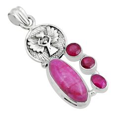 11.22cts eagle natural red ruby oval 925 sterling silver pendant jewelry y6356