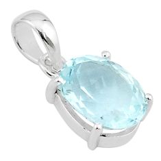 4.81cts faceted aquamarine oval 925 sterling silver pendant jewelry u25826