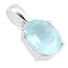4.44cts faceted blue aquamarine 925 sterling silver pendant jewelry u25820