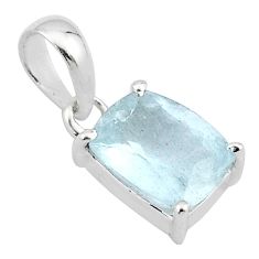 4.67cts faceted blue aquamarine 925 sterling silver pendant jewelry u25821
