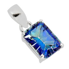 5.63cts faceted blue rainbow topaz 925 sterling silver pendant jewelry y80422