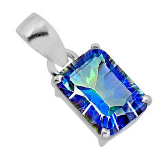 5.63cts faceted blue rainbow topaz 925 sterling silver pendant jewelry y80442