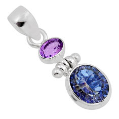 6.17cts faceted blue rainbow topaz amethyst 925 sterling silver pendant y82097