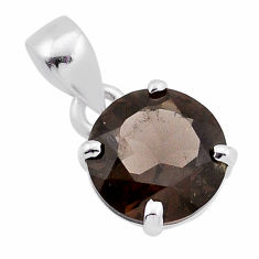 5.37cts faceted brown smoky topaz 925 sterling silver pendant jewelry n42592