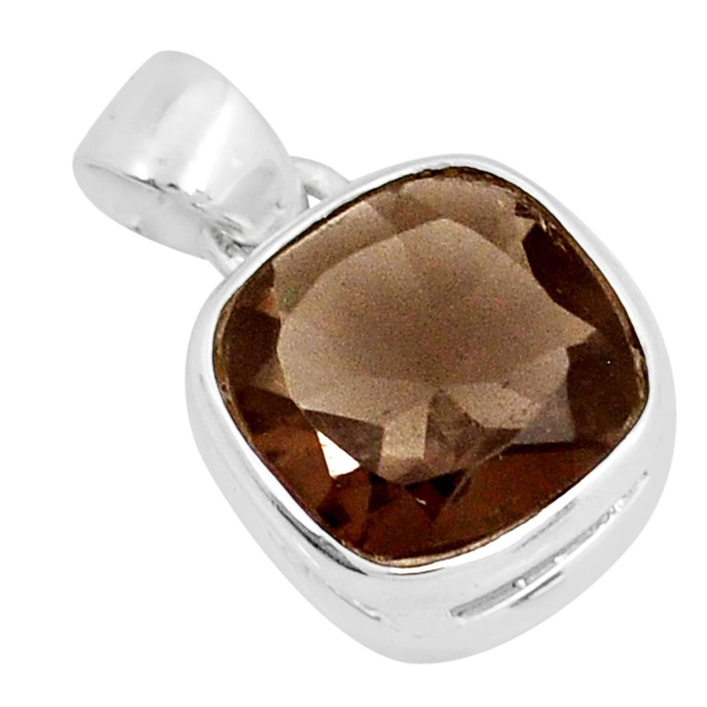 6.95cts faceted brown smoky topaz 925 sterling silver pendant jewelry y10536