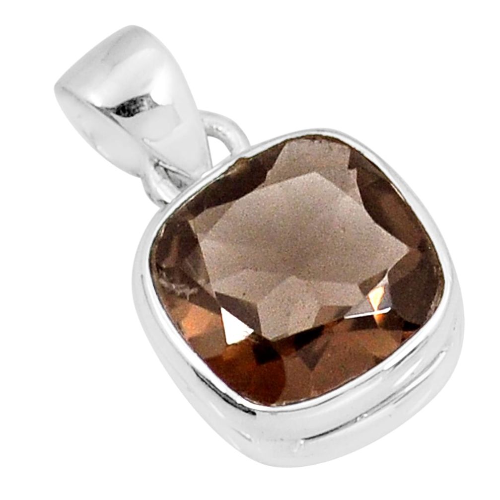 5.28cts faceted brown smoky topaz 925 sterling silver pendant jewelry y11086