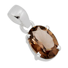 6.57cts faceted brown smoky topaz 925 sterling silver pendant jewelry y80421
