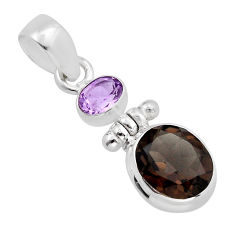 6.54cts faceted brown smoky topaz amethyst 925 sterling silver pendant y82085