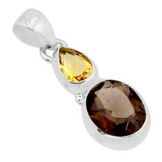 7.12cts faceted brown smoky topaz citrine 925 sterling silver pendant y71657