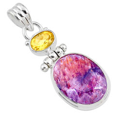 Clearance Sale- 12.58cts faceted cacoxenite super seven (melody stone) 925 silver pendant r70334