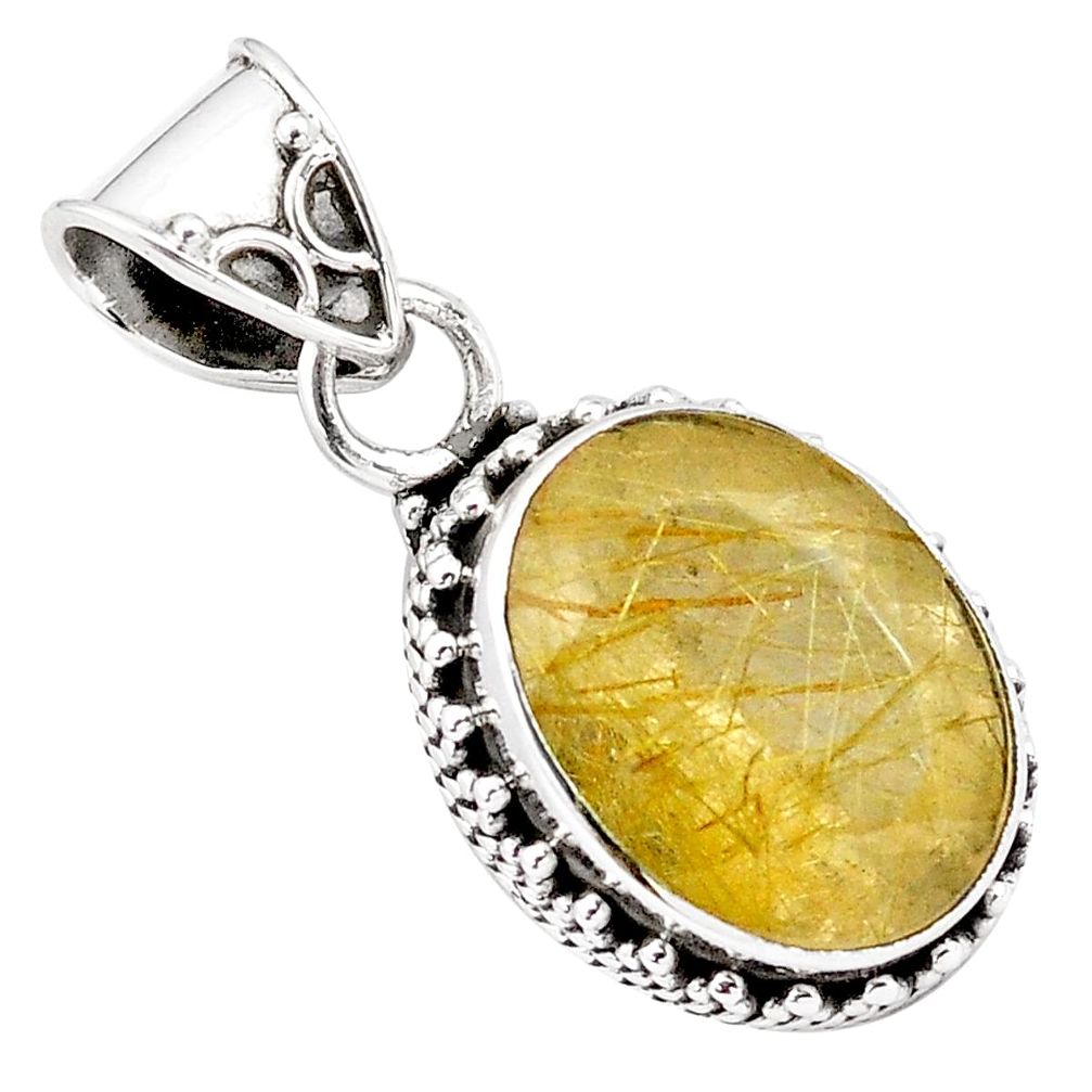 10.29cts faceted golden rutile 925 sterling silver pendant jewelry p84646