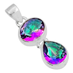 9.20cts faceted multi color rainbow topaz 925 sterling silver pendant y10522