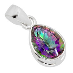 6.29cts faceted multi color rainbow topaz 925 sterling silver pendant y80474