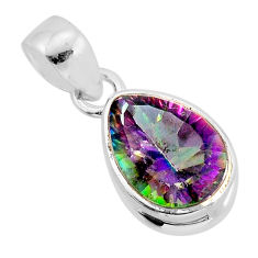 5.61cts faceted multi color rainbow topaz 925 sterling silver pendant y80494