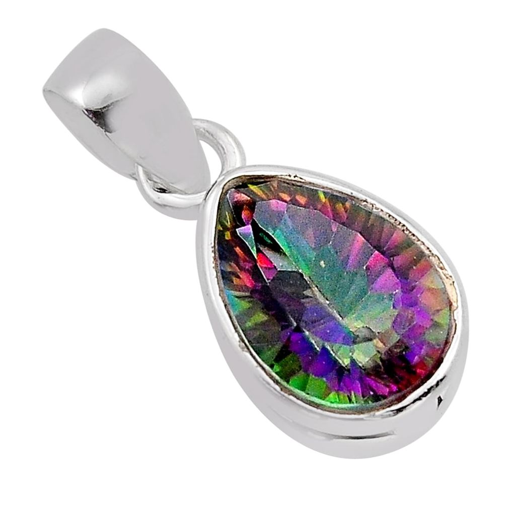 5.64cts faceted multi color rainbow topaz 925 sterling silver pendant y85046