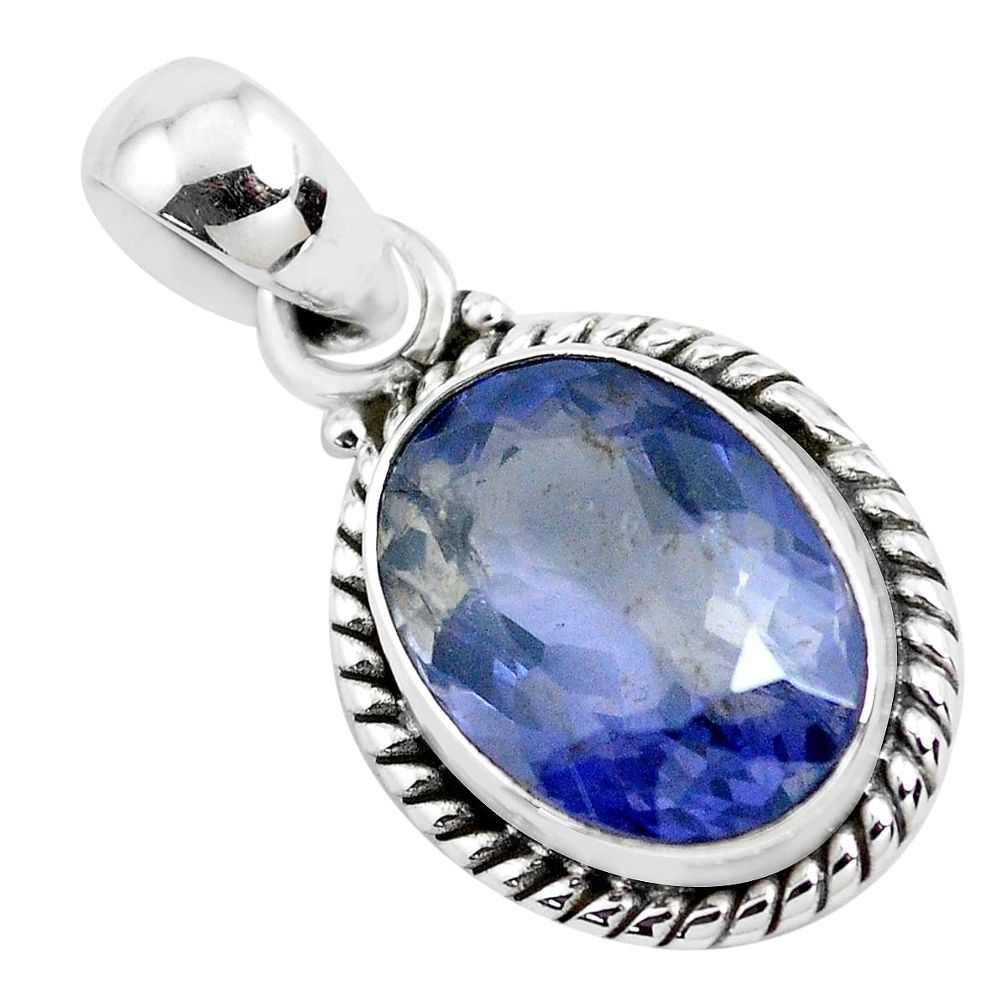 natural blue iolite 925 silver solitaire pendant jewelry p41581