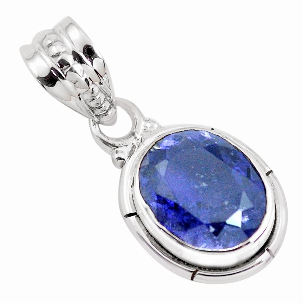 natural blue iolite 925 silver solitaire pendant jewelry p41590