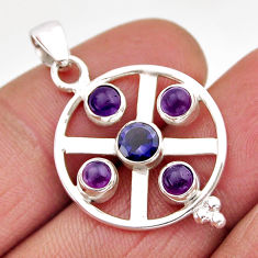 2.55cts faceted natural blue iolite amethyst 925 sterling silver pendant y61071
