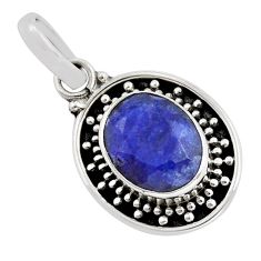 4.25cts faceted natural blue sapphire 925 sterling silver pendant jewelry y28312