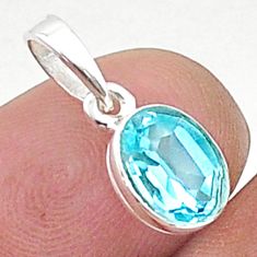1.69cts faceted natural blue topaz 925 sterling silver pendant jewelry u35937