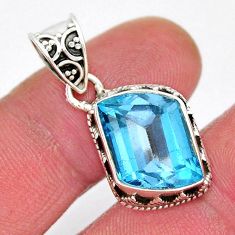 6.33cts faceted natural blue topaz 925 sterling silver pendant jewelry y18884