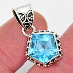 5.56cts faceted natural blue topaz 925 sterling silver pendant jewelry y18887