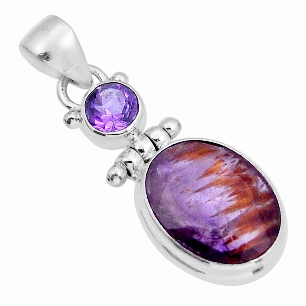 9.29cts faceted natural cacoxenite super seven amethyst 925 silver pendant y6257