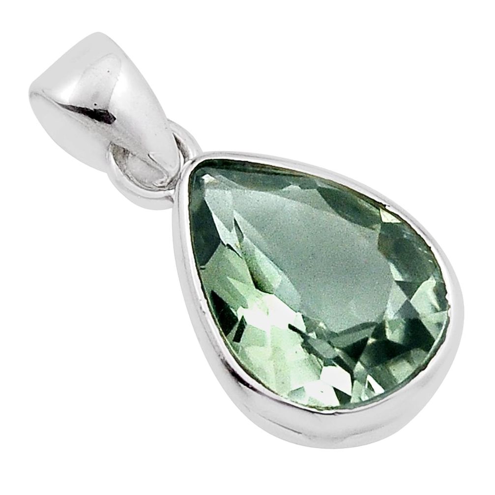 5.93cts faceted natural green amethyst pear 925 sterling silver pendant n19771