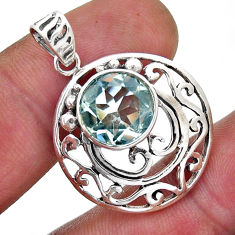 4.88cts faceted natural green amethyst round 925 sterling silver pendant n46594