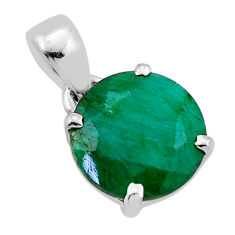 5.81cts faceted natural green emerald 925 sterling silver pendant jewelry n42616