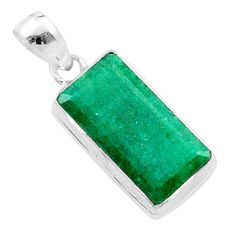8.32cts faceted natural green emerald 925 sterling silver pendant jewelry u34842