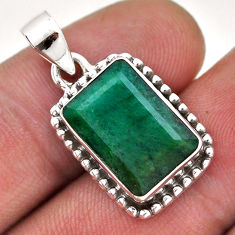 6.76cts faceted natural green emerald octagan 925 silver pendant jewelry n41035