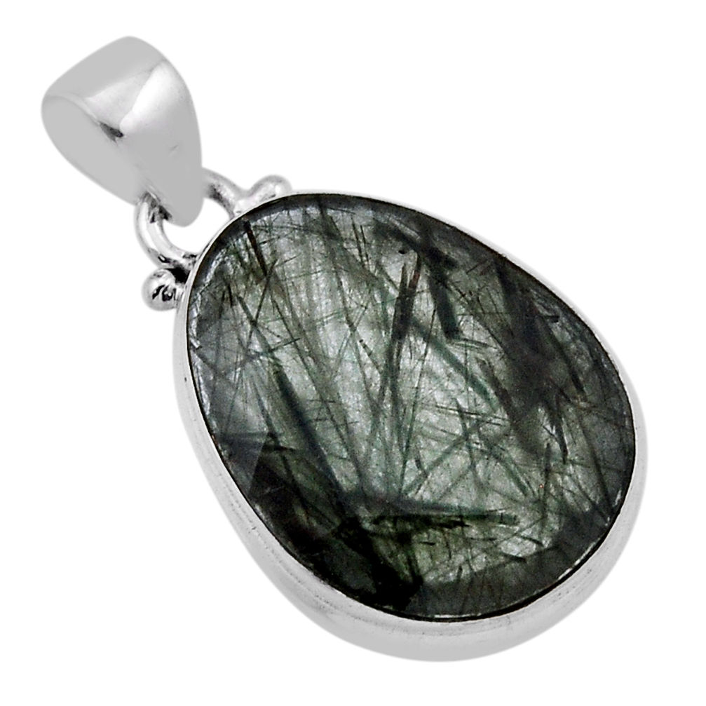 12.07cts faceted natural green prehnite fancy 925 sterling silver pendant n44293