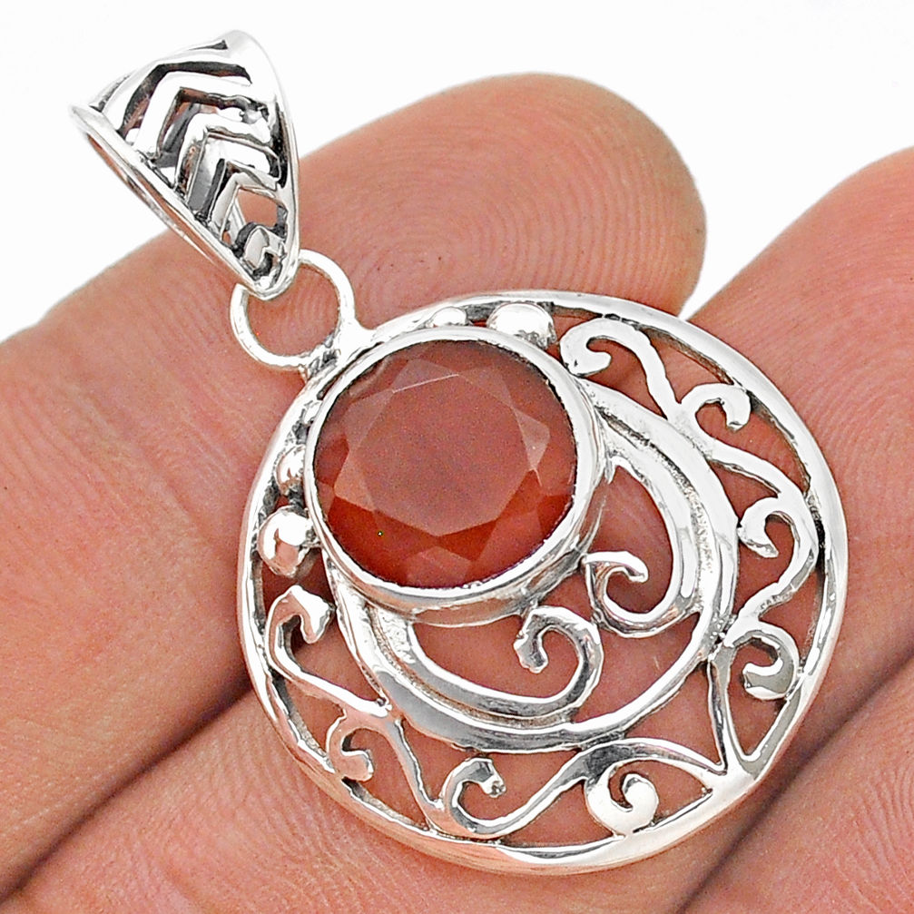 5.63cts faceted natural honey onyx 925 sterling silver pendant jewelry u70722