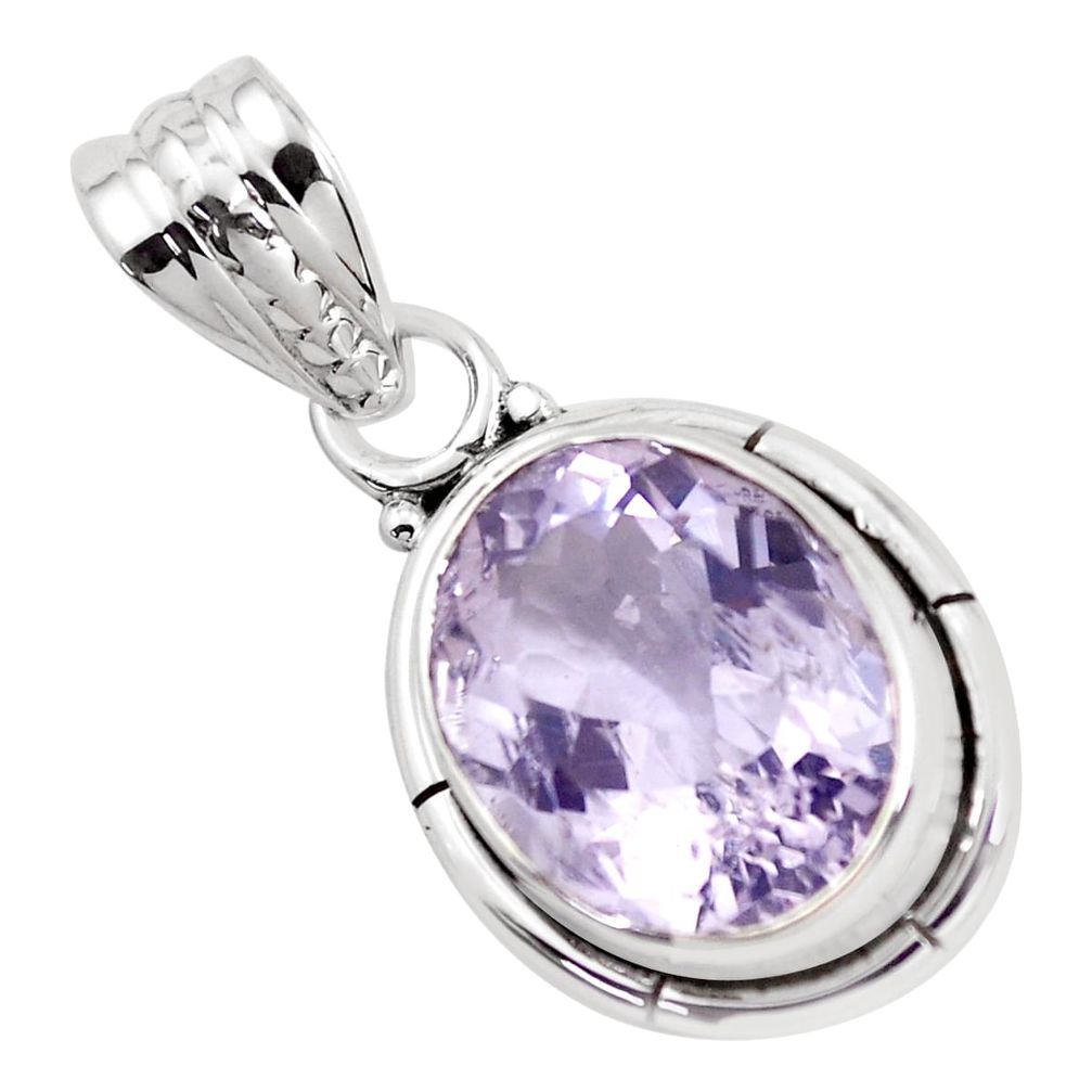 4.82cts faceted natural lavender amethyst 925 silver solitaire pendant p41597