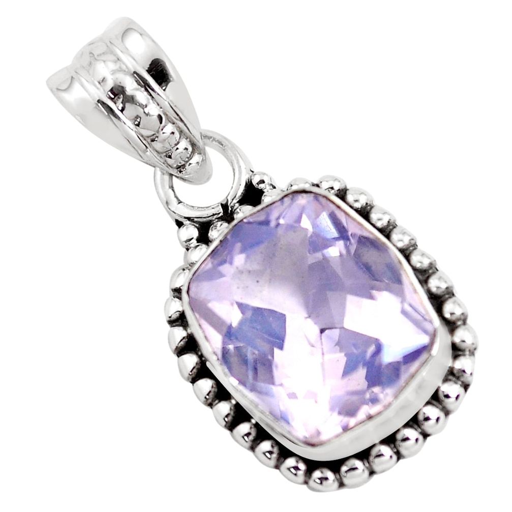 5.23cts faceted natural lavender amethyst 925 silver solitaire pendant p41598