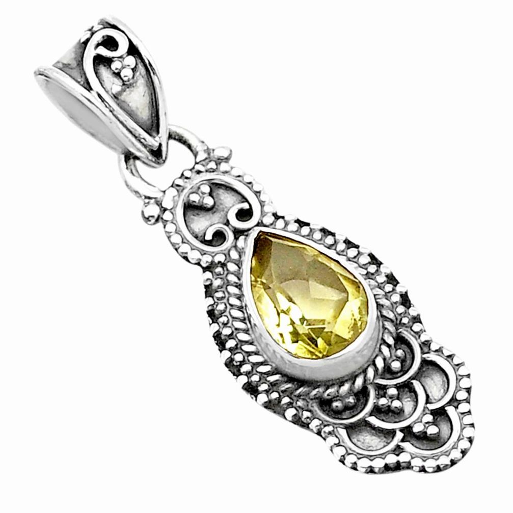 1.98cts faceted natural lemon topaz 925 sterling silver pendant jewelry u66334