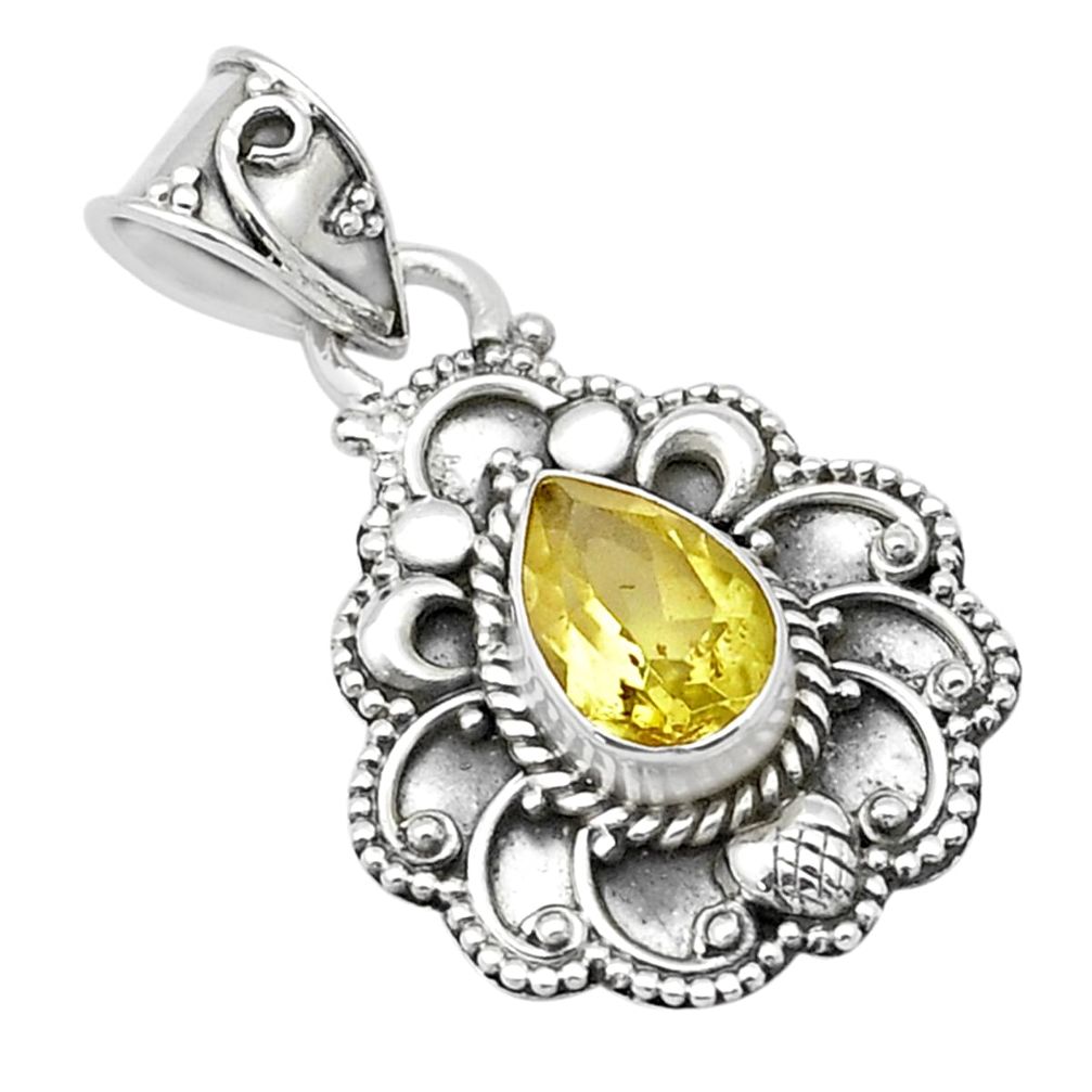 2.16cts faceted natural lemon topaz 925 sterling silver pendant jewelry u66395