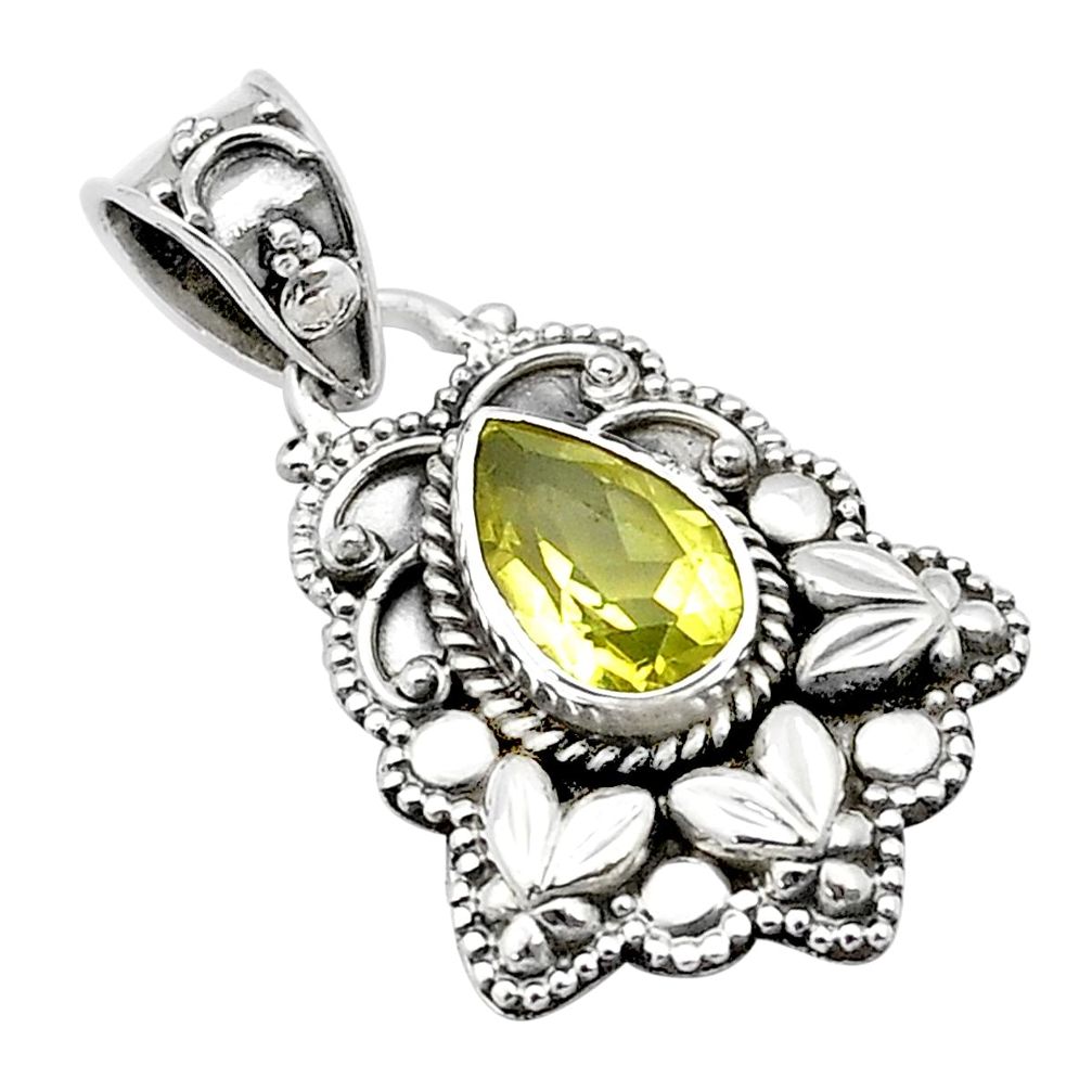 2.12cts faceted natural lemon topaz 925 sterling silver pendant jewelry u66441