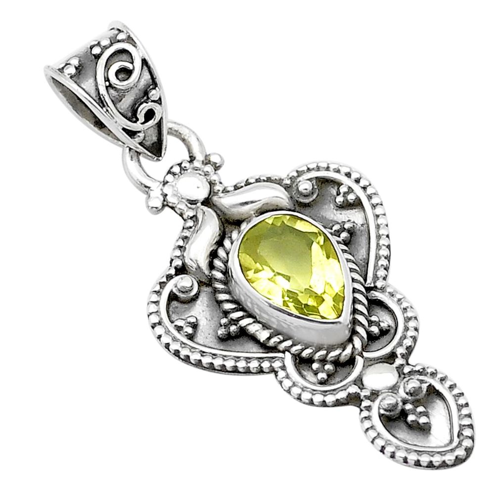 2.16cts faceted natural lemon topaz 925 sterling silver pendant jewelry u66479