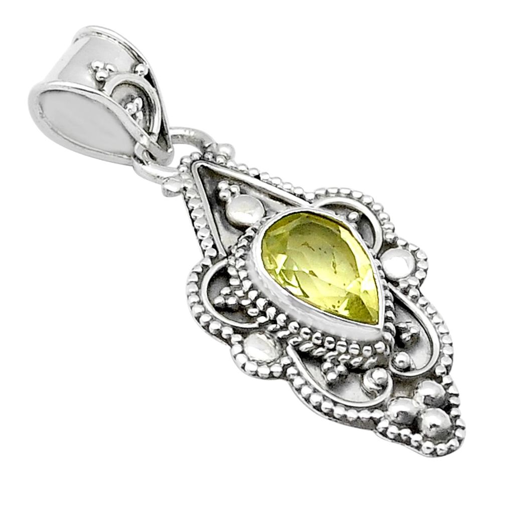 2.11cts faceted natural lemon topaz 925 sterling silver pendant jewelry u66568