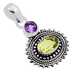 2.20cts faceted natural lemon topaz amethyst 925 sterling silver pendant n36337