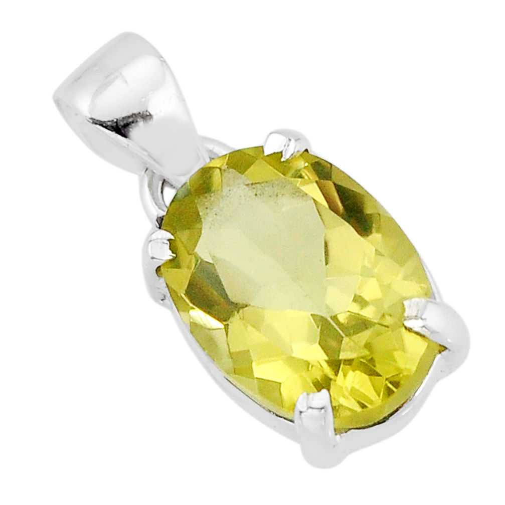 6.52cts faceted natural lemon topaz oval sterling silver pendant jewelry y71653