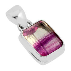 4.92cts faceted natural multi color fluorite 925 sterling silver pendant y72432
