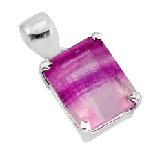 5.34cts faceted natural multi color fluorite 925 sterling silver pendant y72796