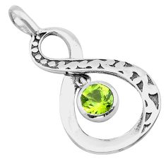 1.38cts faceted natural peridot 925 sterling silver infinity pendant u59321
