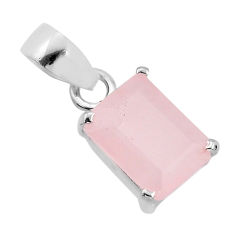 6.53cts faceted natural pink rose quartz octagan sterling silver pendant y80452