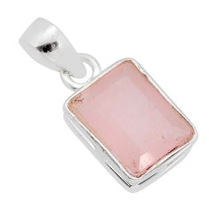 7.85cts faceted natural pink rose quartz octagan sterling silver pendant y80468