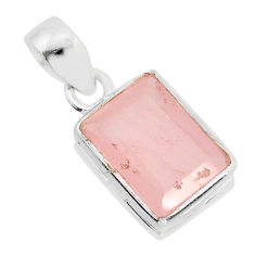 6.27cts faceted natural pink rose quartz octagan sterling silver pendant y80487